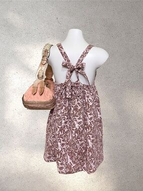 Storia Pink Leaf Mini Dress | Coquette Cottagecore Babydoll